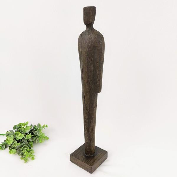 Imagem de Escultura Homem Marrom Amadeirado 51X10X9Cm Poliresina