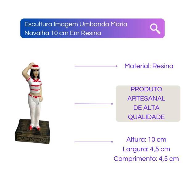 Imagem de Escultura Imagem Umbanda Maria Navalha 10 cm Em Resina