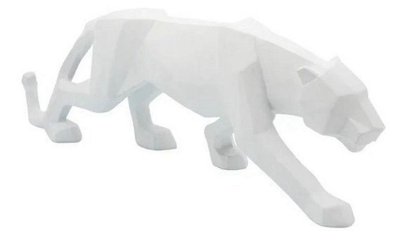 Imagem de Escultura Leopardo Branco em Poliresina 43cm - Mart