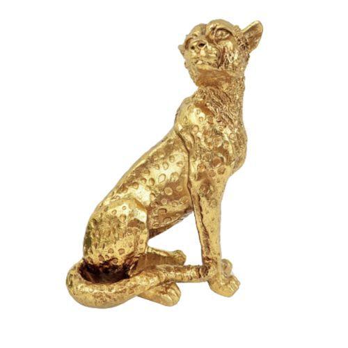 Imagem de Escultura Leopardo Dourado 27x18x13cm Decoração Adorno