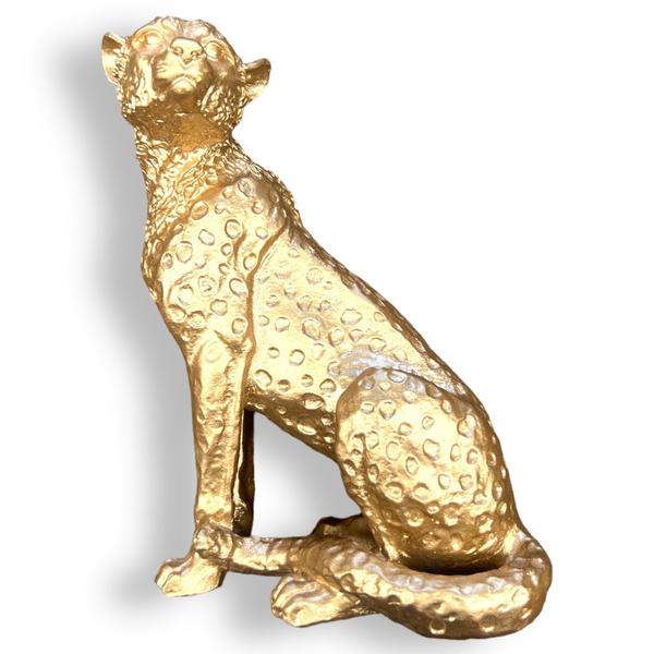 Imagem de Escultura Leopardo Luxo Adorno Decoração em Resina Dourado