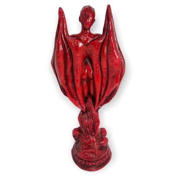 Imagem de Escultura Lúcifer 12 Cm Pintado De Vermelho Em Resina