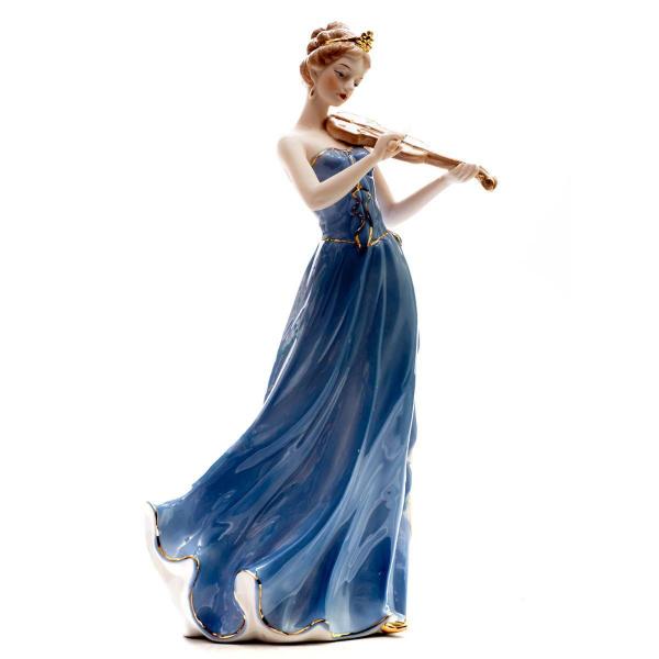 Imagem de Escultura Mulher Dama Violinista Em Porcelana Grande 35 Cm