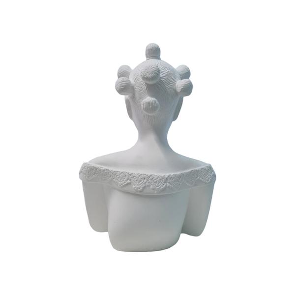 Imagem de Escultura Namoradeira Birote Janela Balcão em Gesso Branco - AVB DECORAÇÕES