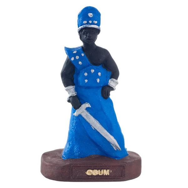 Imagem de Escultura Ogum azul 10 cm resina