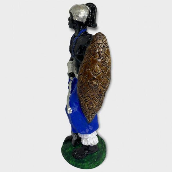 Imagem de Escultura Orixá Ogum Azul em Resina 15 cm