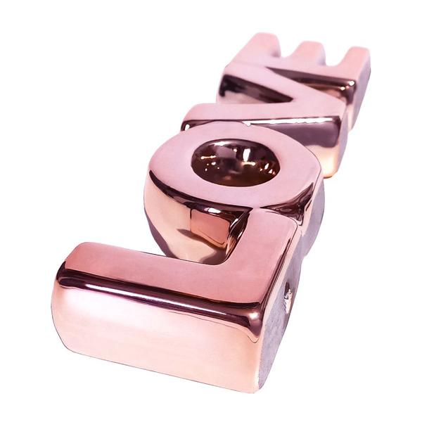 Imagem de Escultura Palavra Love Decorativa Rose Gold Em Porcelana 21x6cm