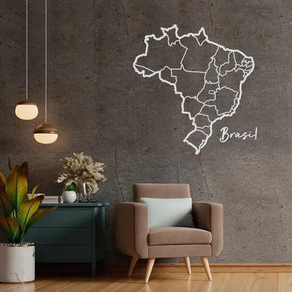 Imagem de Escultura Parede Mapa do Brasil 150x144 Cinza 