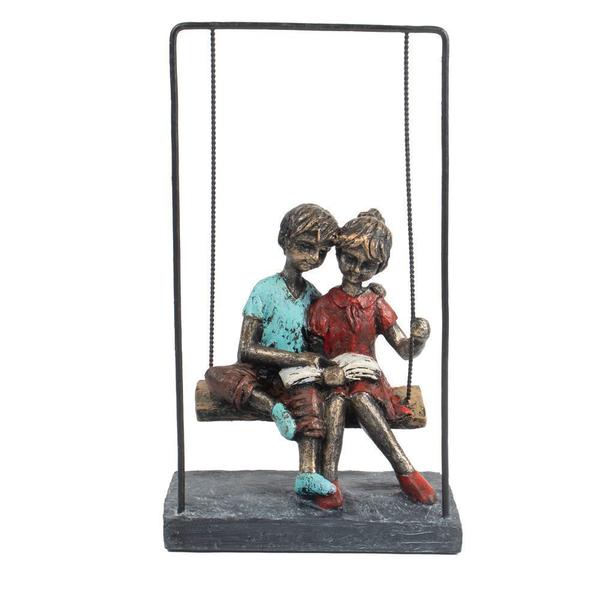 Imagem de Escultura Resina Casal Balanço 14,4x11,4x24,6cm 