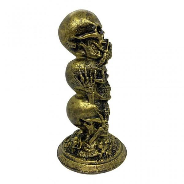 Imagem de Escultura Toten 3 Crânios Dourado 12,50 Cm Em Resina