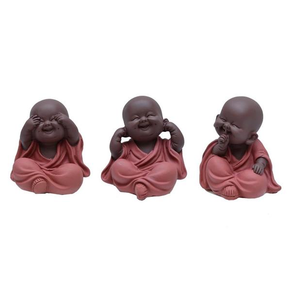 Imagem de ESCULTURA TRIO BUDA DA SABEDORIA CRIANÇAS EM RESINA 10cm