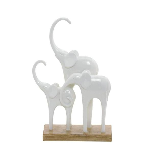 Imagem de ESCULTURA TRIO DE ELEFANTES DECORATIVA EM RESINA BR/BG 29cm