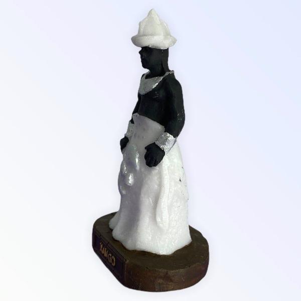 Imagem de Escultura Xangô Ayrá Branco em Resina 10 cm