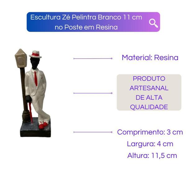 Imagem de Escultura Zé Pelintra Poste 11 cm Resina - Selecione a Cor
