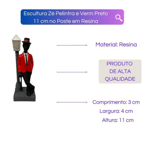 Imagem de Escultura Zé Pelintra Poste 11 cm Resina - Selecione a Cor
