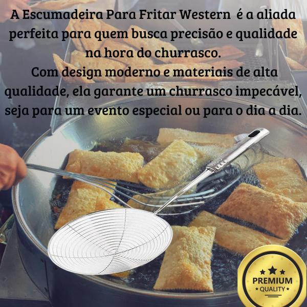 Imagem de Escumadeira Aramada Fritura Batata Frita Pasteis Inox 15X37CM