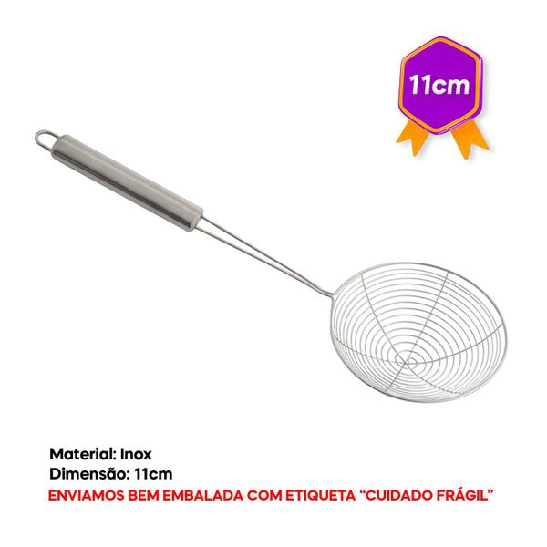 Imagem de Escumadeira Aramada Peneira Frituras Aço Inox 11cm Diâmetro