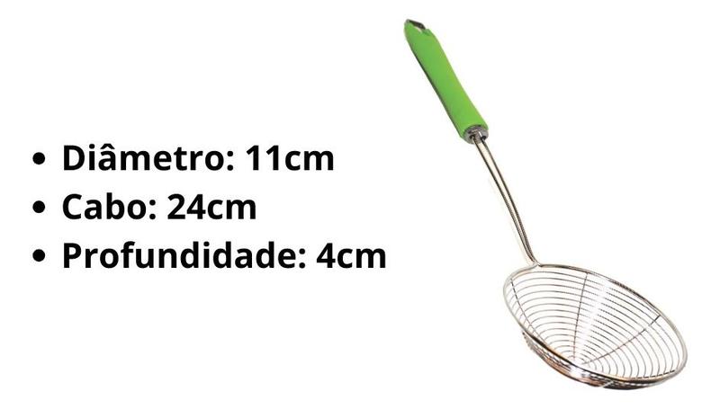 Imagem de Escumadeira Cromada Cabo Plástico Kit 3 Pçs Ø 11-15-17cm