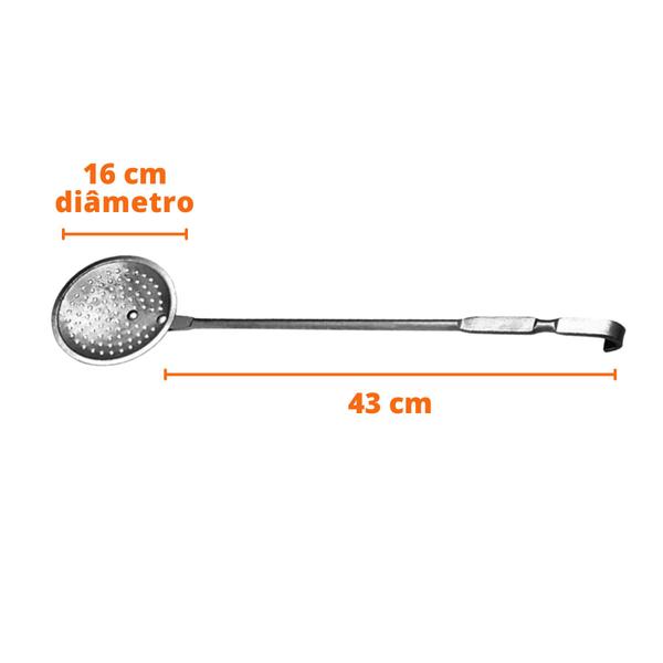 Imagem de Escumadeira De Alumínio 16cm Diâmetro Cabo 43cm Hotel Restaurante