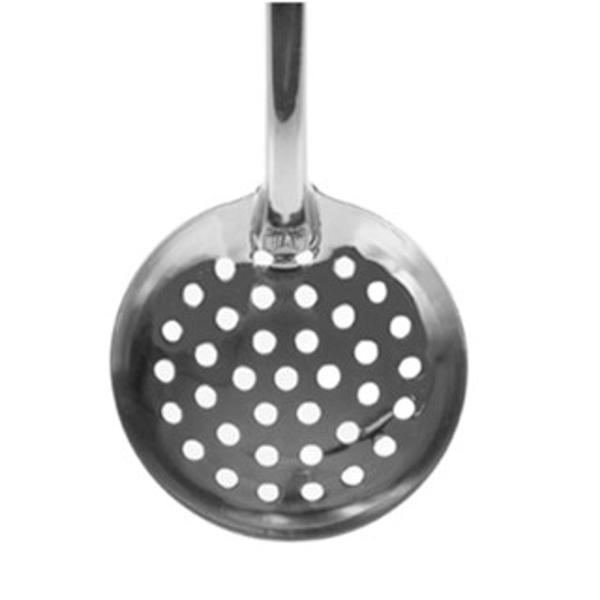 Imagem de Escumadeira de inox pequena com cabo longo para alimentos e fritura