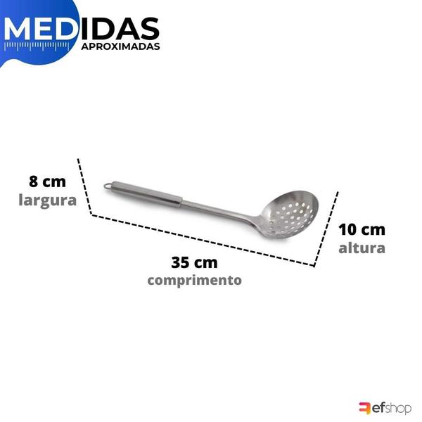 Imagem de Escumadeira para Fritura de Aço Inox Espessura 15mm Talher Cozinha