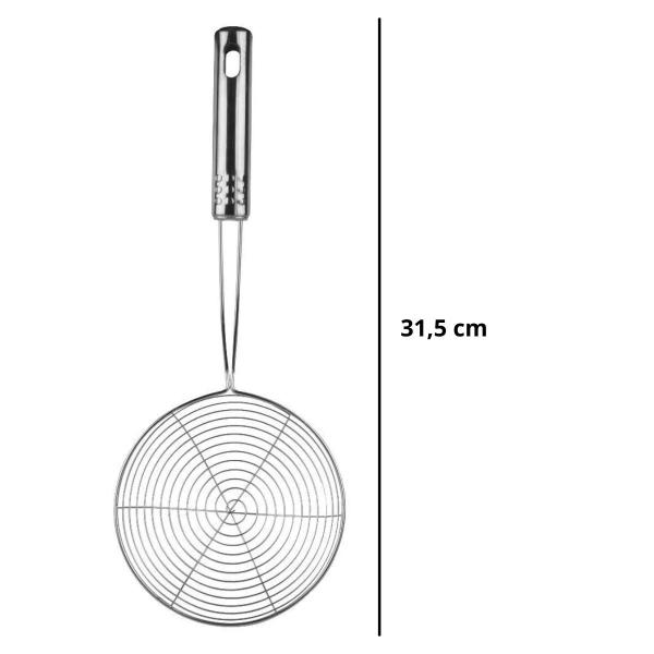 Imagem de Escumadeira Peneira Para Frituras Aço Inox 31 Cm Cozinha