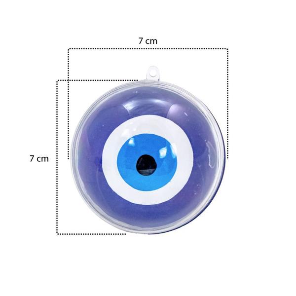 Imagem de Esfera 7cm Acrílica Olho Grego Anti Inveja Energia Ruim - Pacote Com 10 Unidades