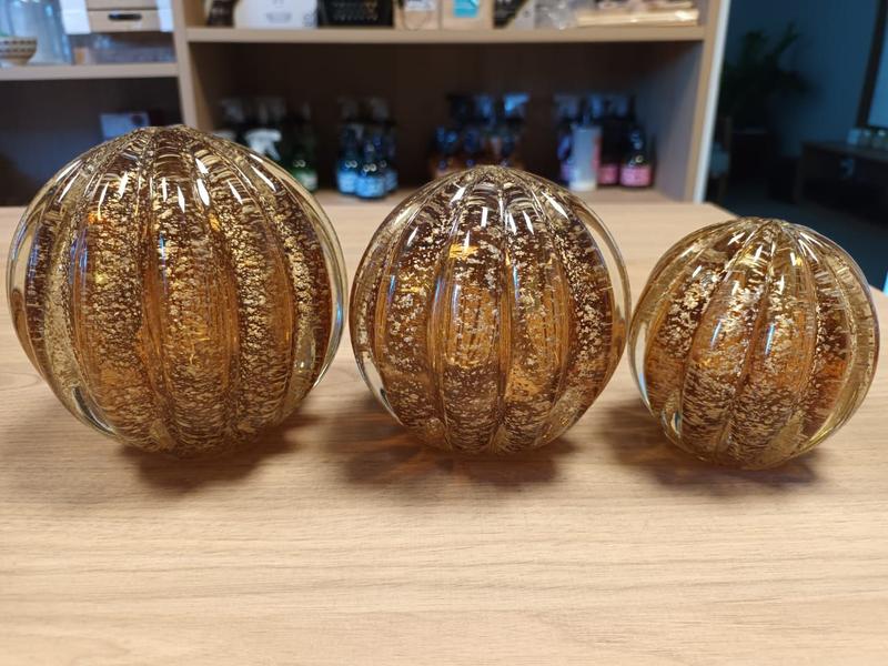 Imagem de Esfera Murano Marrom com Dourado - Tamanho M