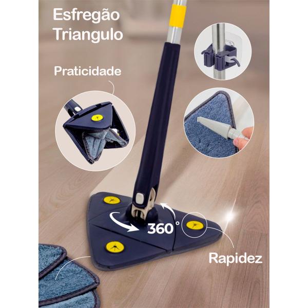 Imagem de Esfregão 360 Giratório Triangular com 2 Refil Azul Limpeza