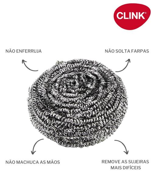 Esfregão De Aço Inox Limpeza Pesada Não Enferruja 1 Und - Clink Imagem de Esfregão De Aço Inox Limpeza Pesada Não Enferruja 1 Und