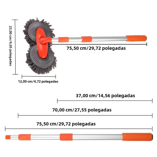 Imagem de Esfregão de Lavagem de Carro com Cabeça Dupla e Alça Telescópica