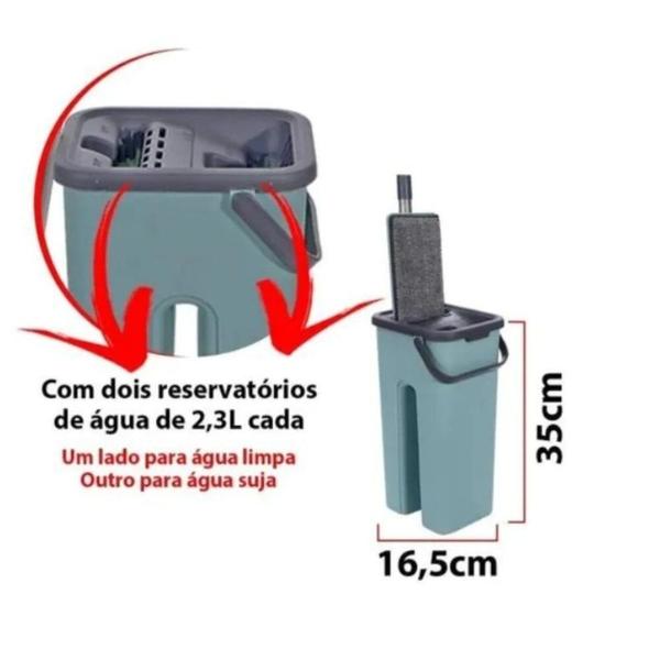 Imagem de Esfregão de Limpeza Completa Mop Balde Flat Lava Seca Limpa