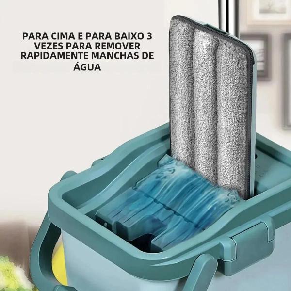 Imagem de Esfregão de Microfibra com Balde de Torção Manual - Limpeza Fácil de Pisos de Madeira Laminada