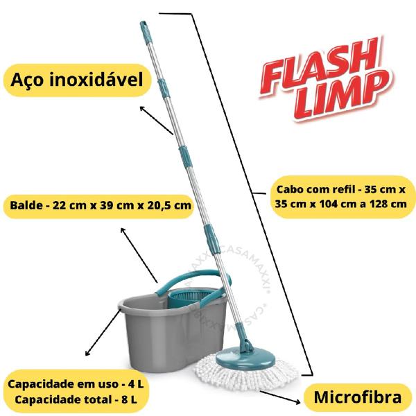 Imagem de Esfregão Mop Giratório Com Balde Limpador Flash Limp