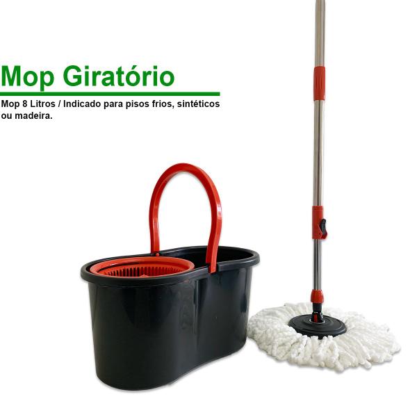 Imagem de Esfregão Mop Giratório De Microfibra Com Balde 8 Litros Powermaid