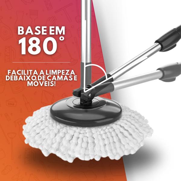 Imagem de Esfregão Mop Giratório Inox Limpeza Casa Lugares Difíceis