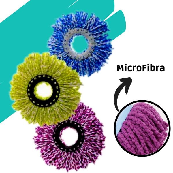 Imagem de Esfregão Refil Mop Giratório Vassoura Rodo Magico Microfibra Cores Sortidas