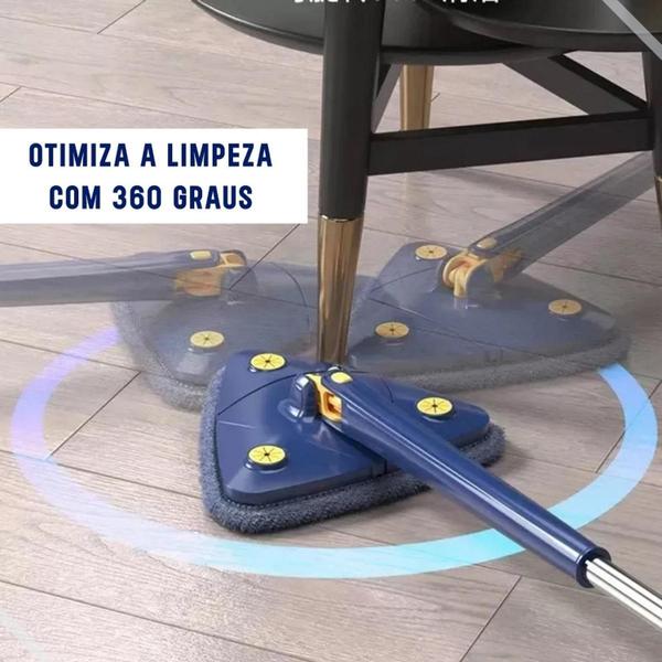 Imagem de Esfregao Triangular Mop Limpeza Vassoura Mágica 360 Rotativa