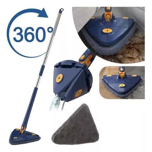 Imagem de Esfregão Triangular Rodo Limpador Giratório Mop + Refil