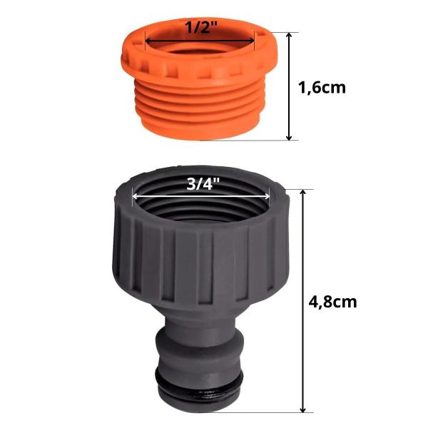 Imagem de Esguicho Para Engate Rápido Com Jato Regulável + Torneira 1/2" + Engate Rápido 3/4" e 5/8" + Bico Torneira Engate Rápido