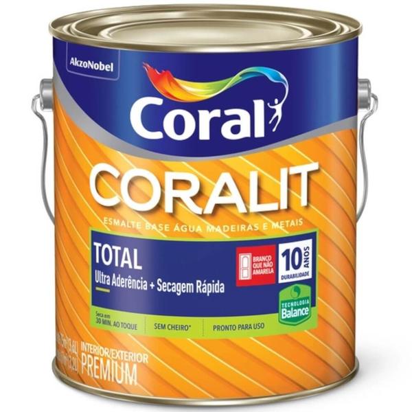 Imagem de Esmalte a Base de Água Coralit Total Zero Brilhante 3,6 Litros - CORAL