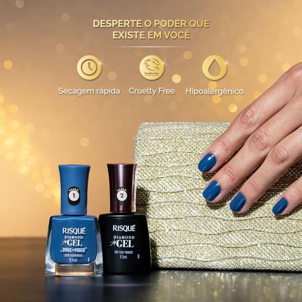 Esmalte Risqué Diamond Gel Divas No Poder Azul Look Fashionista 9