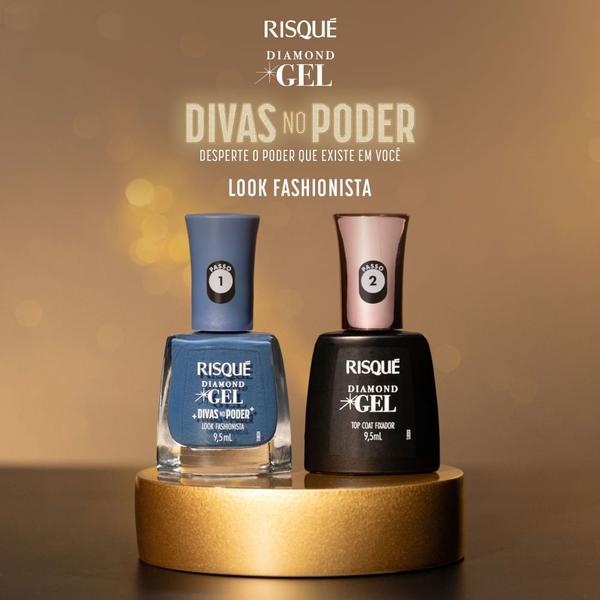 Esmalte Risqué Diamond Gel Divas No Poder Azul Look Fashionista 9
