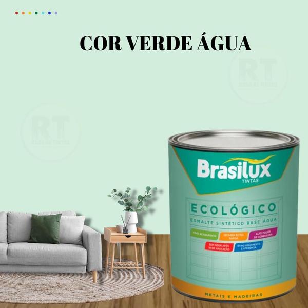 Imagem de Esmalte Sintético Base Água Brasilux Ecologico Cor Verde 800ML Brilhante