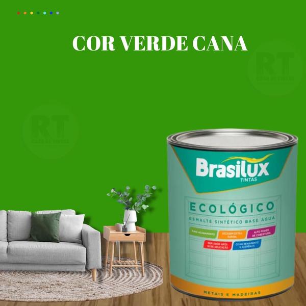 Imagem de Esmalte Sintético Base Água Brasilux Ecologico Cor Verde 800ML Brilhante