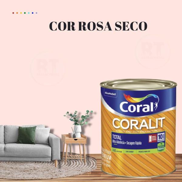 Imagem de Esmalte Sintético Base Água Coral Coralit 800ml Brilhante Cor Rosa para Madeiras e Metais e Pintura em Artesanato de MDF.