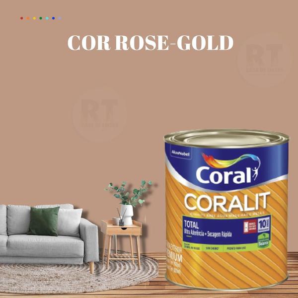 Imagem de Esmalte Sintético Base Água Coral Coralit 800ml Brilhante Cor Rosa para Madeiras e Metais e Pintura em Artesanato de MDF.