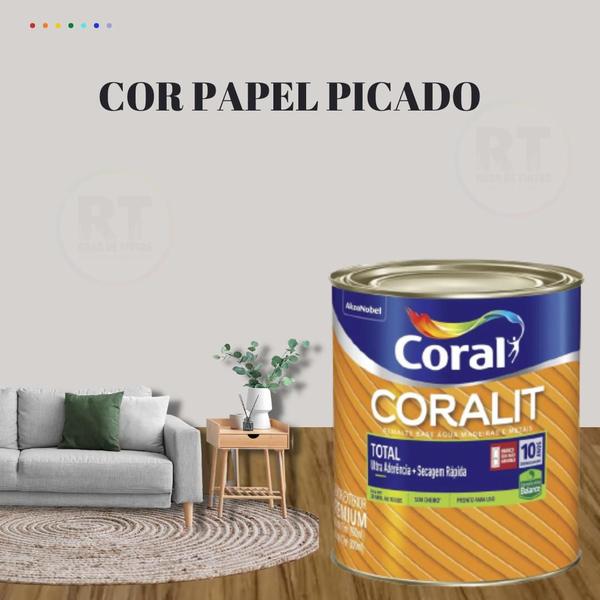 Imagem de Esmalte Sintético Base Água Coral Coralit 800ml Cor Cinza Brilhante p/Madeiras e Metais e Pintura em Artesanato de MDF