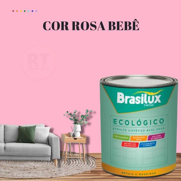 Imagem de Esmalte Sintético Brasilux Base Água Ecologico Cor Rosa 800ML Brilhante