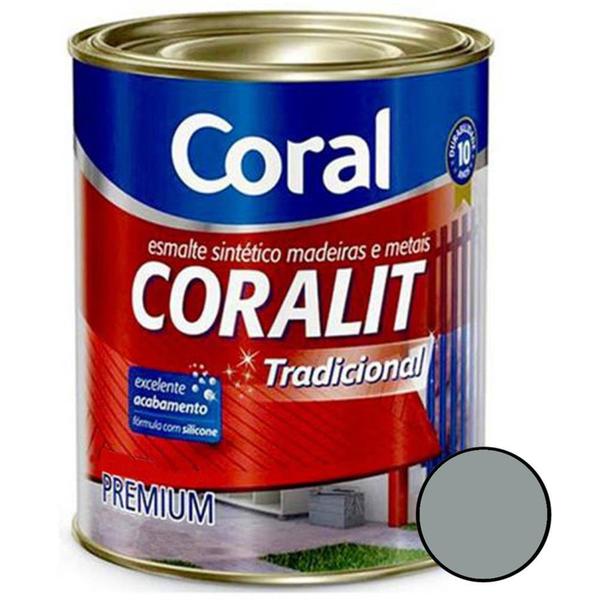 Imagem de Esmalte Sintético Coralit Tradicional Alto Brilho Cinza Médio 225ml - CORAL